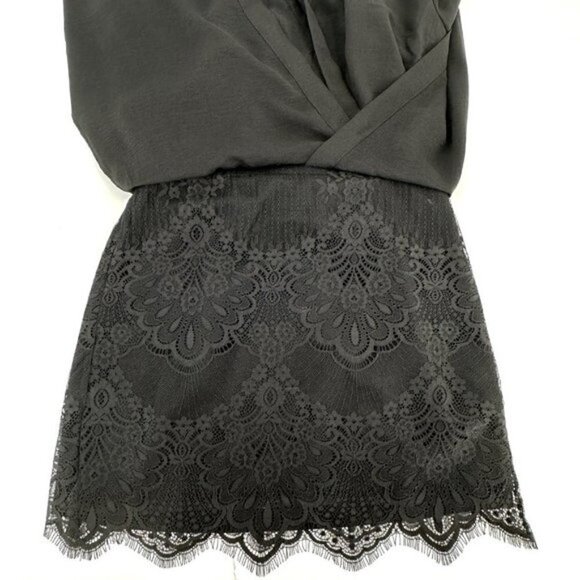Anthropologie NSR Black Naomi Surplice Lace Cross Over Small Pullover Dress NWT - Picture 8 of 10